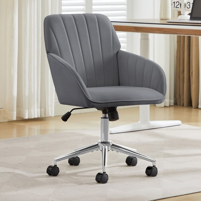 Bureaustoel - Verstelbare Zithoogte - Ergonomische Rugleuning voor Langdurig Zitten - Draaibaar - Stof