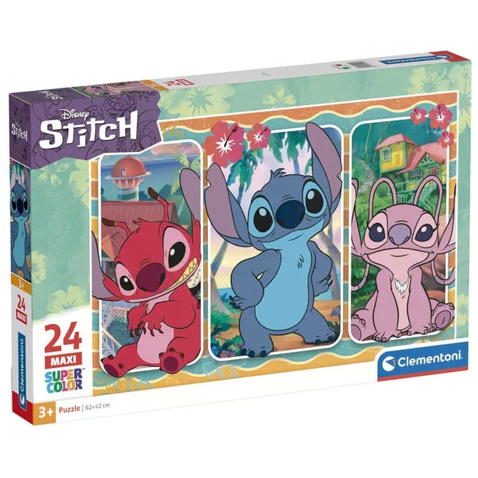 Clementoni - Puzzel - 24 Stukjes - Disney Stitch - Maxi Kinderpuzzel - Vanaf 3 Jaar