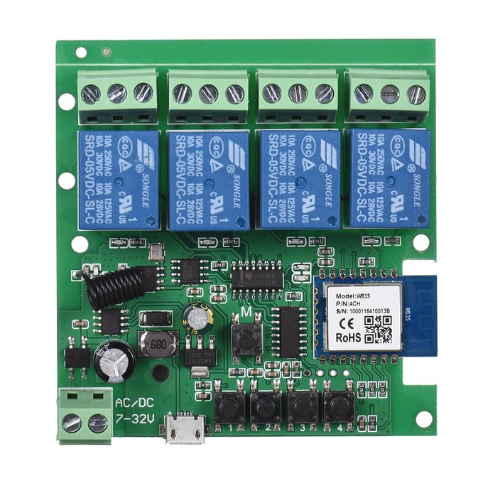 Tuya WiFi+BT 433Mhz Slimme Afstandsbediening Draadloze Schakelaar Universele Module 4ch DC 5V Wifi Schakelaar without remote
