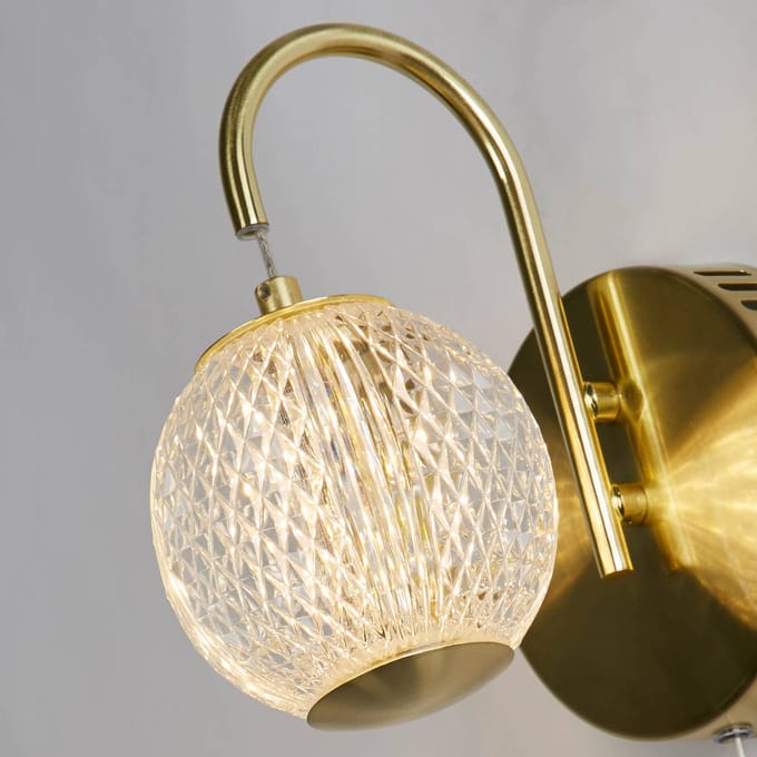 Searchlight LED wandlamp Allure messing, staal, acryl, schakelaar