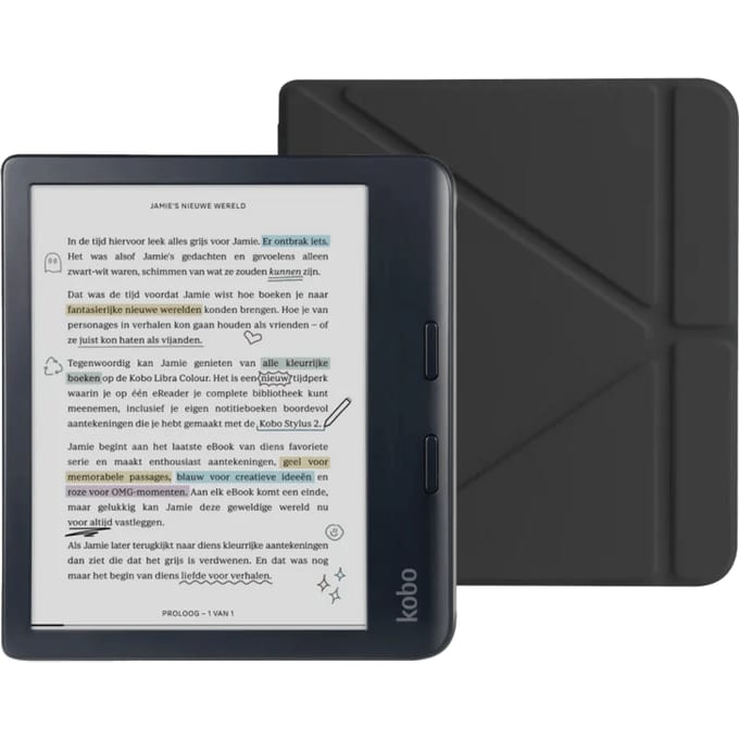 Kobo Libra Colour Zwart + BlueBuilt Book Case Zwart