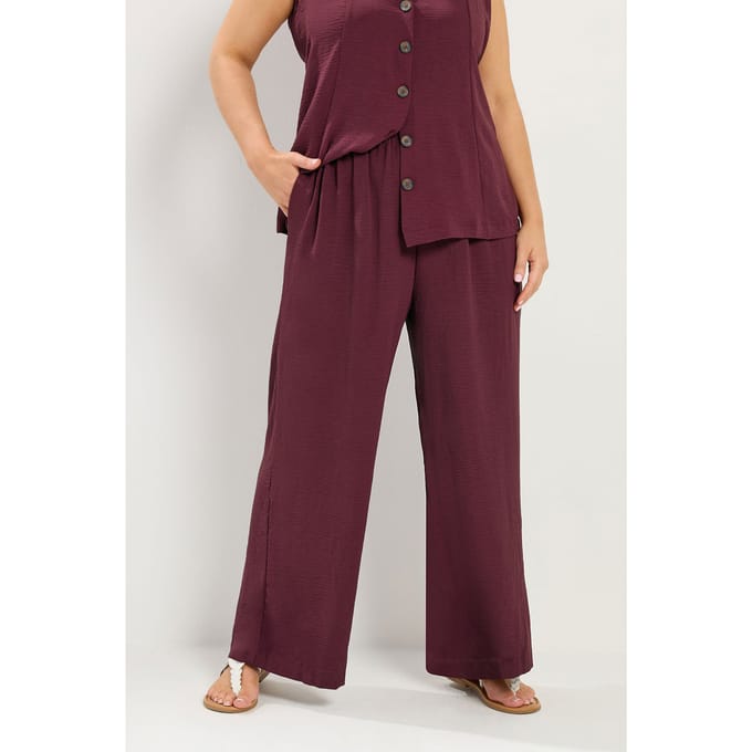Yours Paarse Gewassen Twill Broek Size Regular > 50-52
