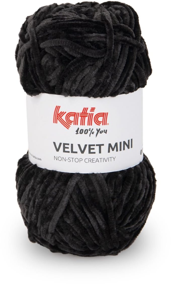 Katia Velvet Mini - 210 Zwart - Chenille Garen