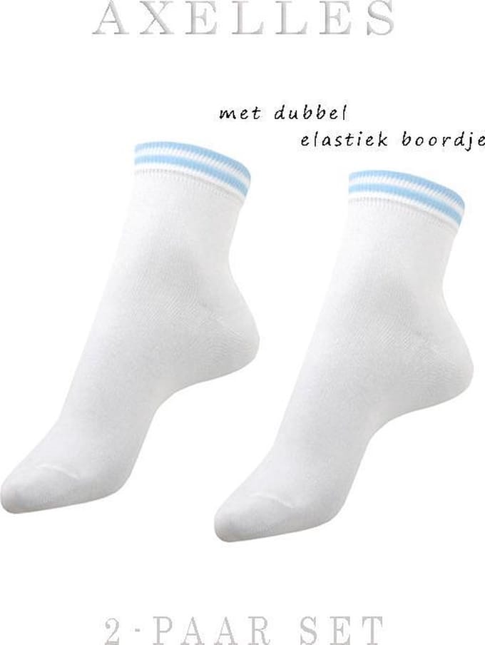 Witte enkelsokken dubbel elastisch boordje, 2-paar - 38/39