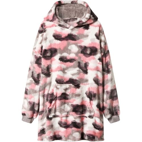 Lidl Oversized hoodie (Wit/donkerroze/grijs, S/M)
