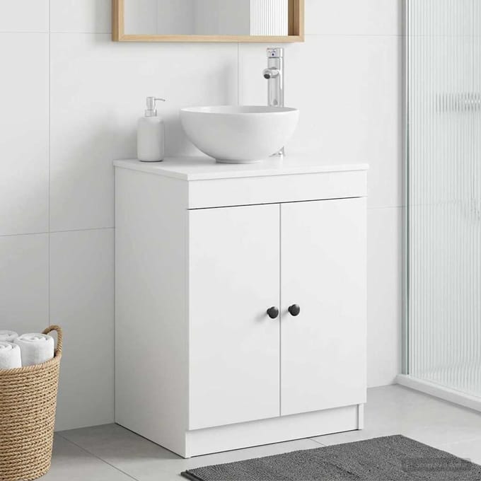 vidaXL - Badkamerkast - Wit - 54 - x - 41 - x - 70 - cm - Bewerkt - hout