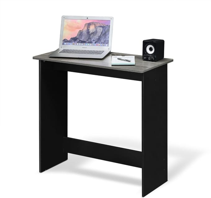 Computertafel met compact ontwerp in Frans eiken en zwart - 80 x 75,7 x 39,4 cm