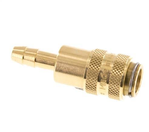 Messing DN 5 Luchtkoppeling Snelkoppeling 6 mm Slangpilaar Double Shut-Off