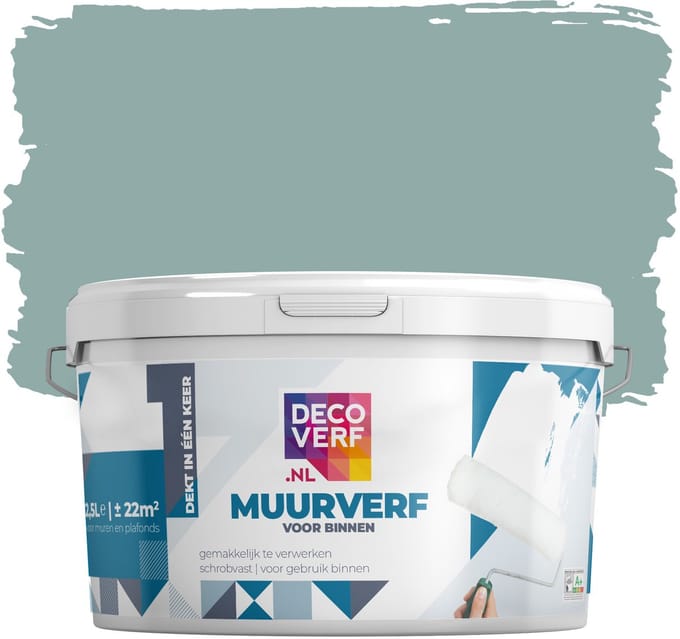 Decoverf muurverf mat leigroen, 2.5L