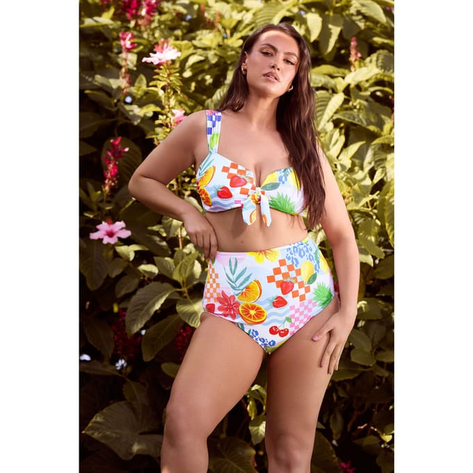 Yours Roze Tropische Bikinibroek Met Superhoge Taille Size 54