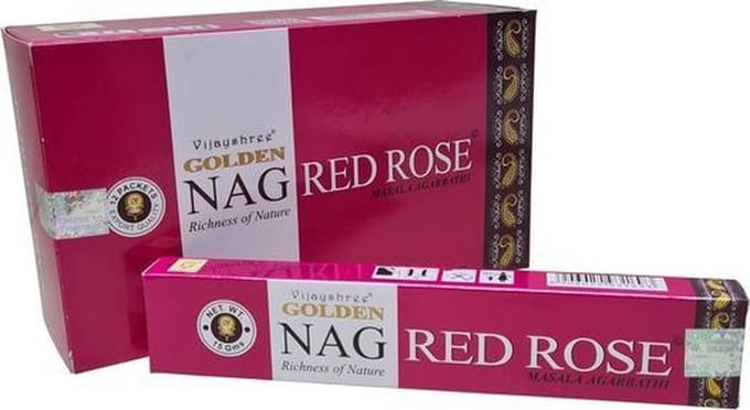 Golden Nag Red Rose wierookstokjes (12 pakjes van 15 gram)