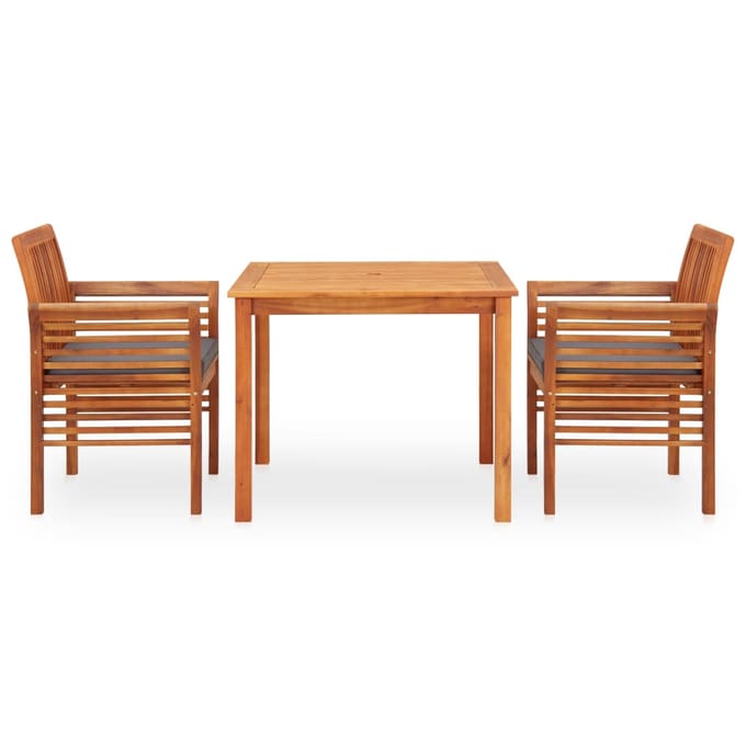 vidaXL - 3-delige - Tuinset - met - kussens - massief - acaciahout