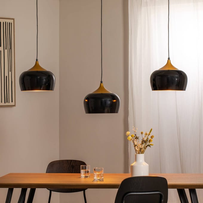 Opviq Hanglamp Berceste, zwart, 3-lamps, lengte 140 cm