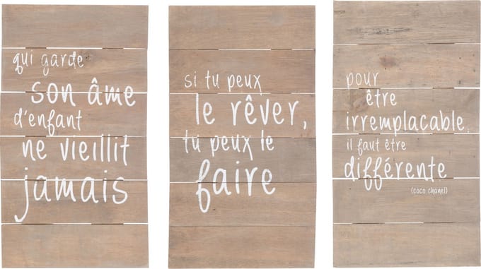 J-Line wanddecoratie panelen positief droom - hout - naturel - 3 stuks