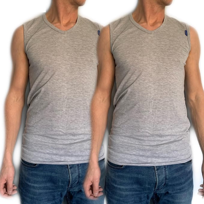 Embrator 2-pack mannen Tank-Top V-hals licht grijs melange maat M