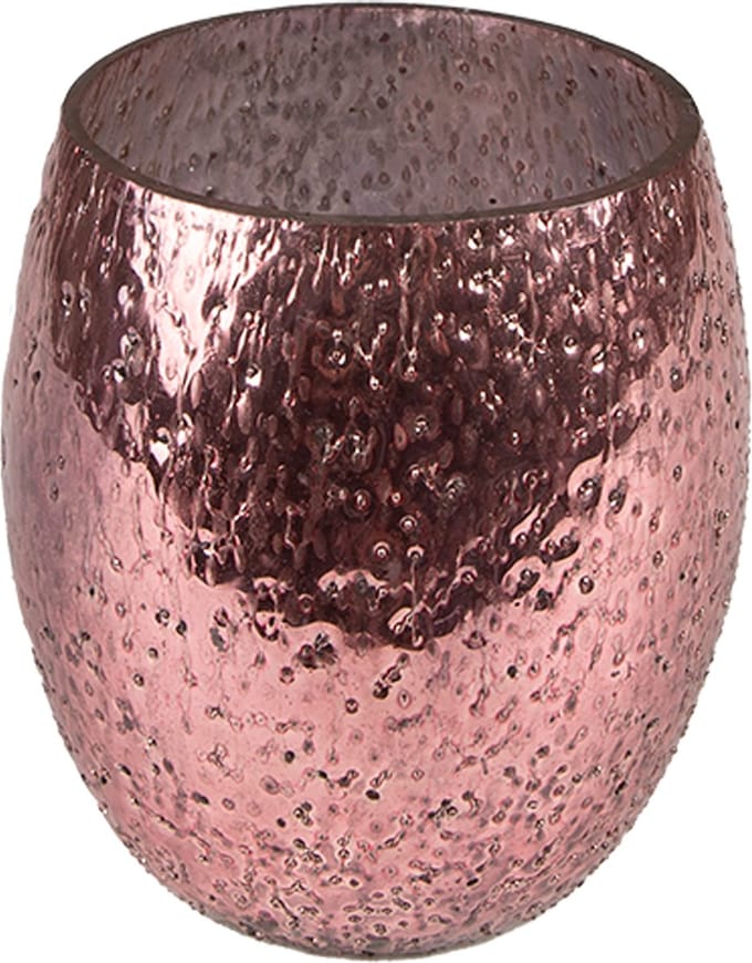 Clayre & Eef Theelichthouder Ø 10x10 cm Roze Glas