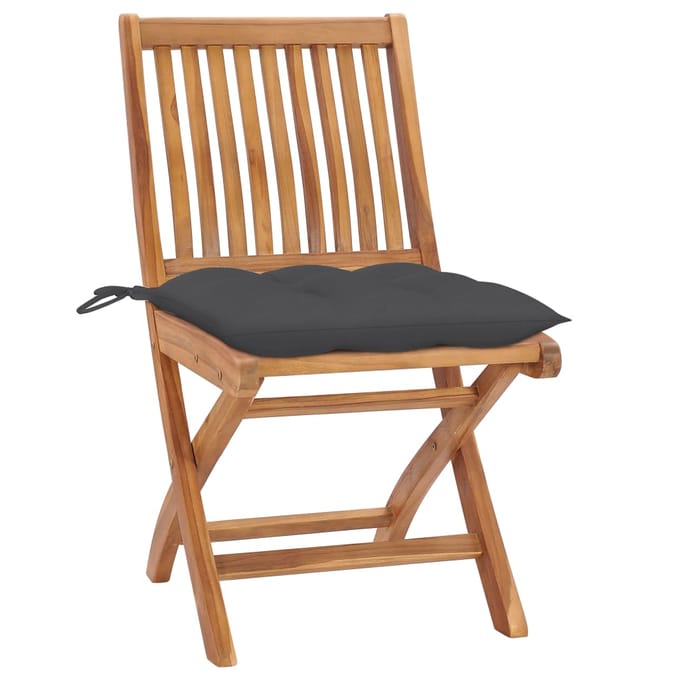 vidaXL - Klapstoelen - met - kussens, - 6 - stuks, - massief - teakhout