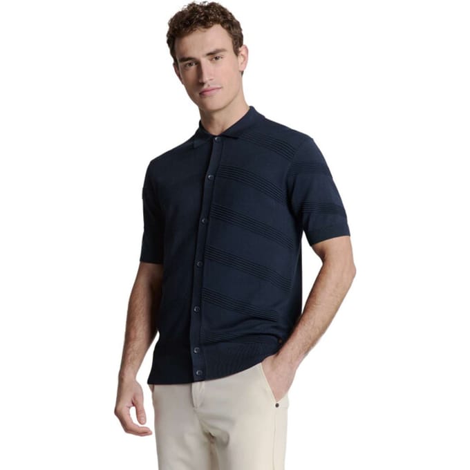 No Excess Pullover short sleeve full button p deep blue
