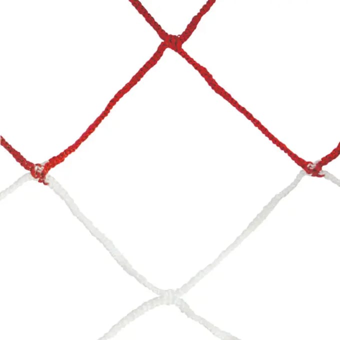 Paar tweekleurige handbalnetten in enkeldraads pp vlechtwerk Emdé 4 mm
