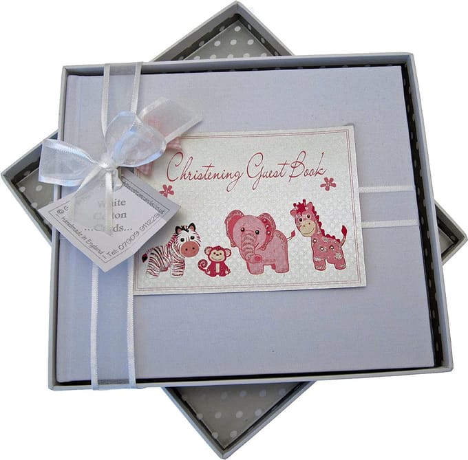 White Cotton Cards doopgeschenk gastenboek, roze