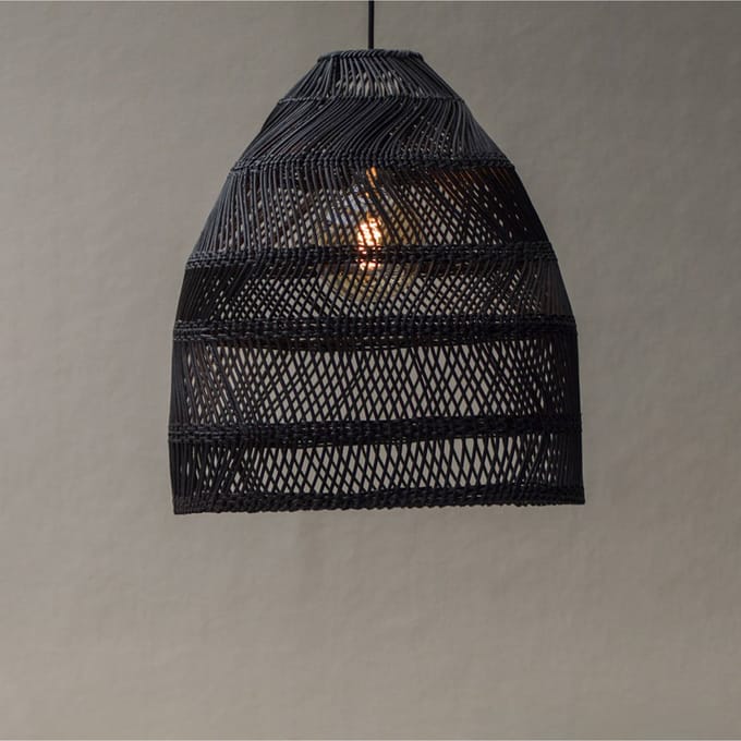 PR Home Hanglamp Maja, rotan, zwart, Ø 45 cm