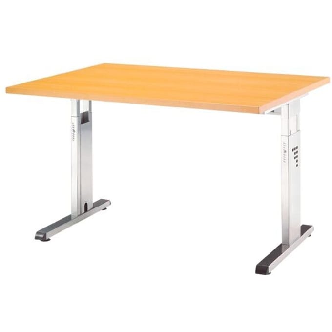 ULM-bureau, C-poot, rechthoekig, B 1200 x D 800 x H 650-850 mm, decor beuken