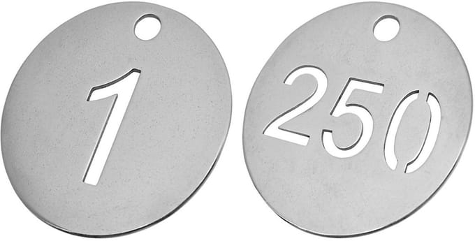 CombiCraft RVS labels met uitgespaarde getallen 1 t/m 250