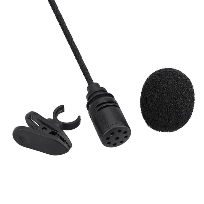 Mini draagbare clip-on revers condensatormicrofoon microfoon handsfree 3,5 mm TS-stekker voor computer pc draagbare stemversterker luidspreker zwart