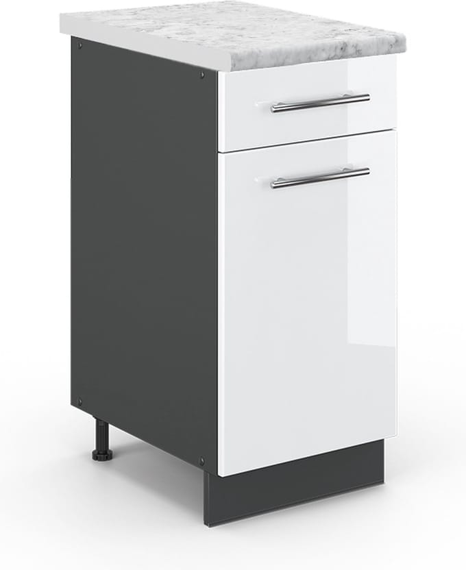 Vicco Fame-Line Keukenonderkast – 40 cm, WB Marmer Wit Hoogglans