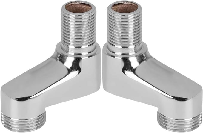 Muurbevestigde douchekraan G1/2 naar G3/4, S-aansluiting, 2 stuks, messing chroom, 15 cm uitloop, duurzame kwaliteit en modern design