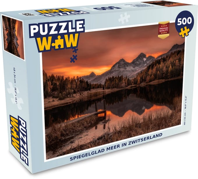 Puzzel Spiegelglad meer in Zwitserland - Legpuzzel - Puzzel 500 stukjes