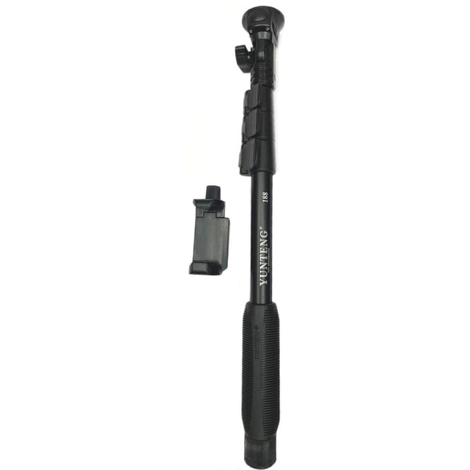 YUNTENG Draagbare uitschuifbare selfiestick van aluminiumlegering, handheld monopodpaal met 1/4 inch schroef zwart