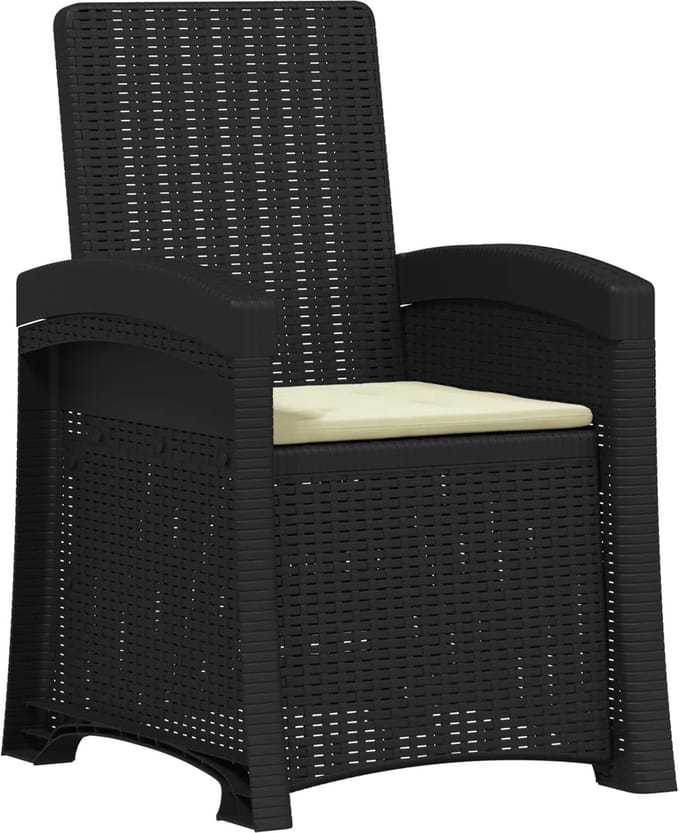 vidaXL - Ligstoel - Rieten - Look - Antraciet- - en - crèmekleurig - PP