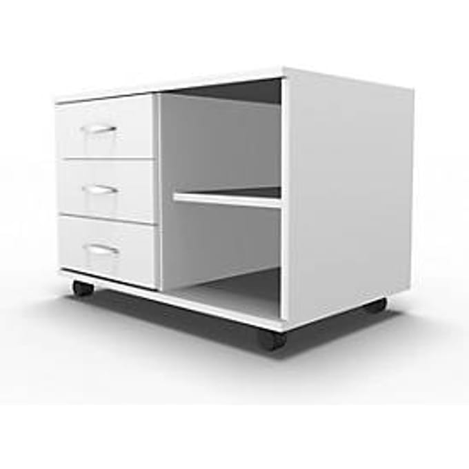 Schäfer Shop Select Mobiel sideboard, archiefrek + 3 schuifladen + materiaallade, B 800, links monteerbaar, wit