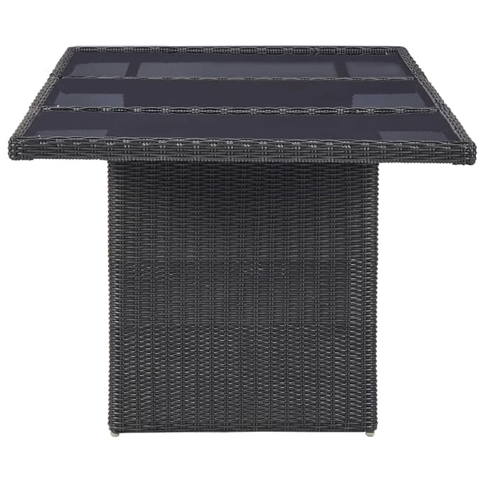 vidaXL - Tuintafel - 200x100x74 - cm - glas - en - poly - rattan - zwart