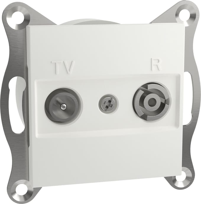 TV-R outlet, IEC male+female, zonder frame, WIT, ASFORA
