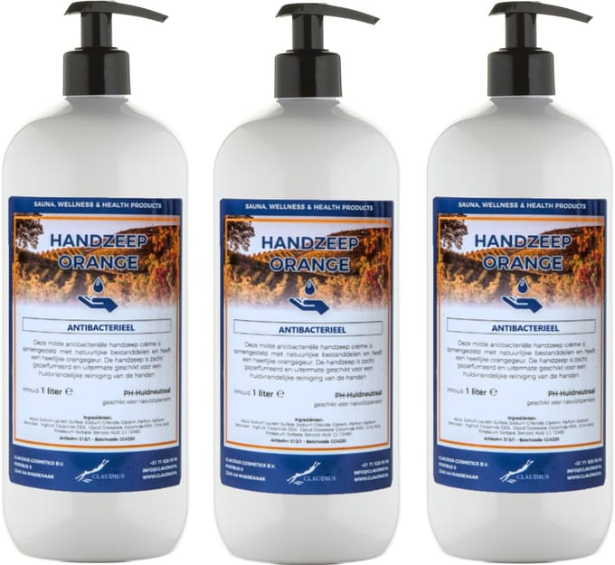 Handzeep Orange 1 liter - met gratis pomp - set van 3 stuks