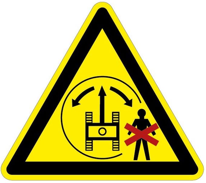 Waarschuwingssticker draaicirkel 100 mm