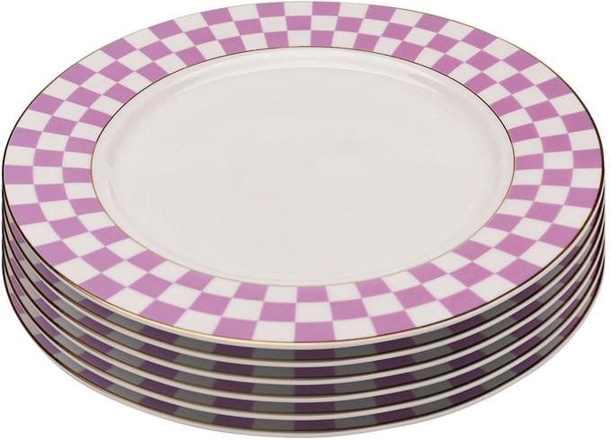 Borden Harlequin Ø21cm paars (6/set) Kare Design