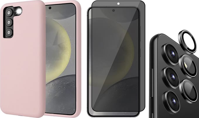 Hoesje geschikt voor Samsung Galaxy S24 Plus - Privacy Screenprotector Volledig Dekkend Glas & Camera Protector - Mat Back Case Roze