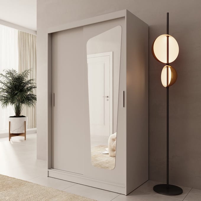 Meubella - Moyo - Kledingkast - 2 schuifdeuren - Beige - 120x62x200 cm