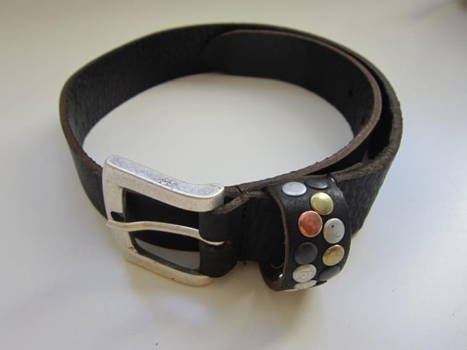 Lederen - riem - leren - kinderriem - zwart - met studs - 55 cm