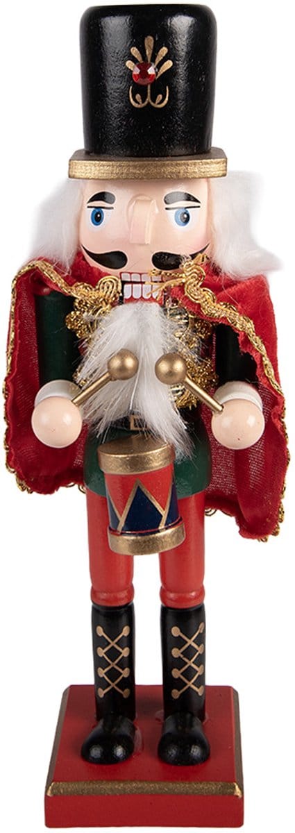 Clayre & Eef Kerstdecoratie Beeld Notenkraker 7x6x25 cm Rood Hout