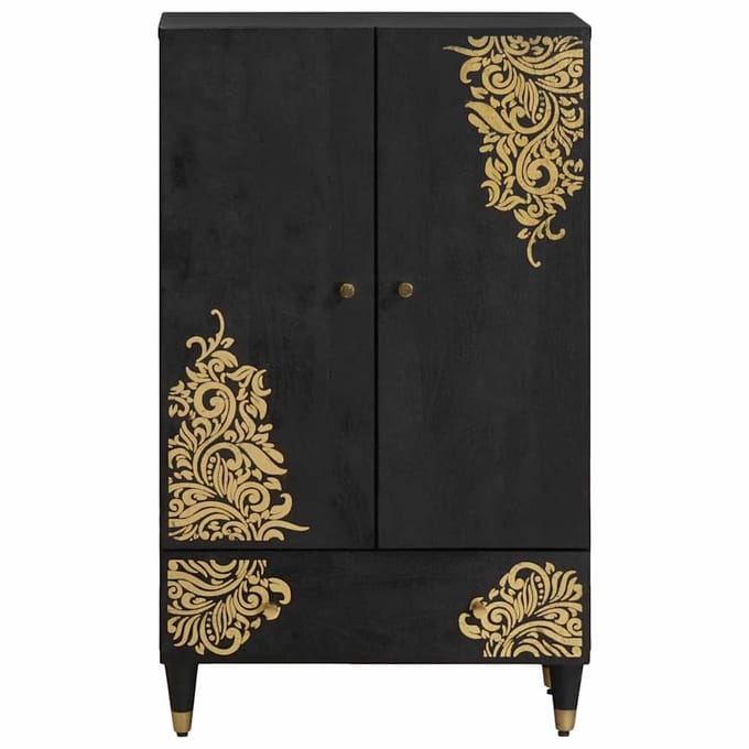 vidaXL - Highboard - Zwart - 60 - x - 33 - x - 100 - cm - Massief - Mango - Hout
