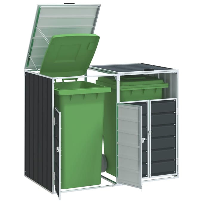 vidaXL - Containerberging - voor - 2 - containers - 144x81x113cm - staal - antraciet