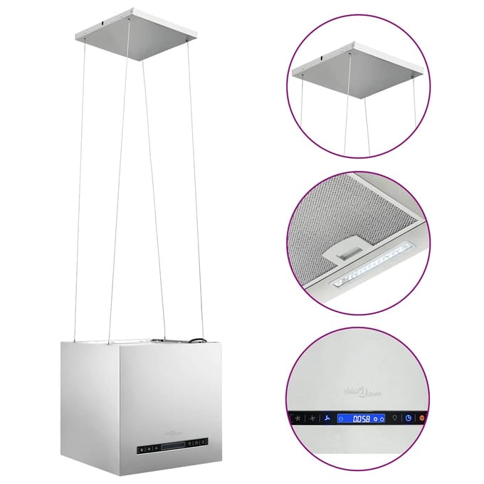 Hotte îlot suspendue avec capteur tactile et écran LCD 37 cm Acier inoxydable
