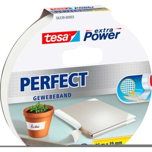 tesa PERFECT 56339-00003-01 Textieltape tesa extra Power Wit (l x b) 25 m x 19 mm 1 stuk(s)