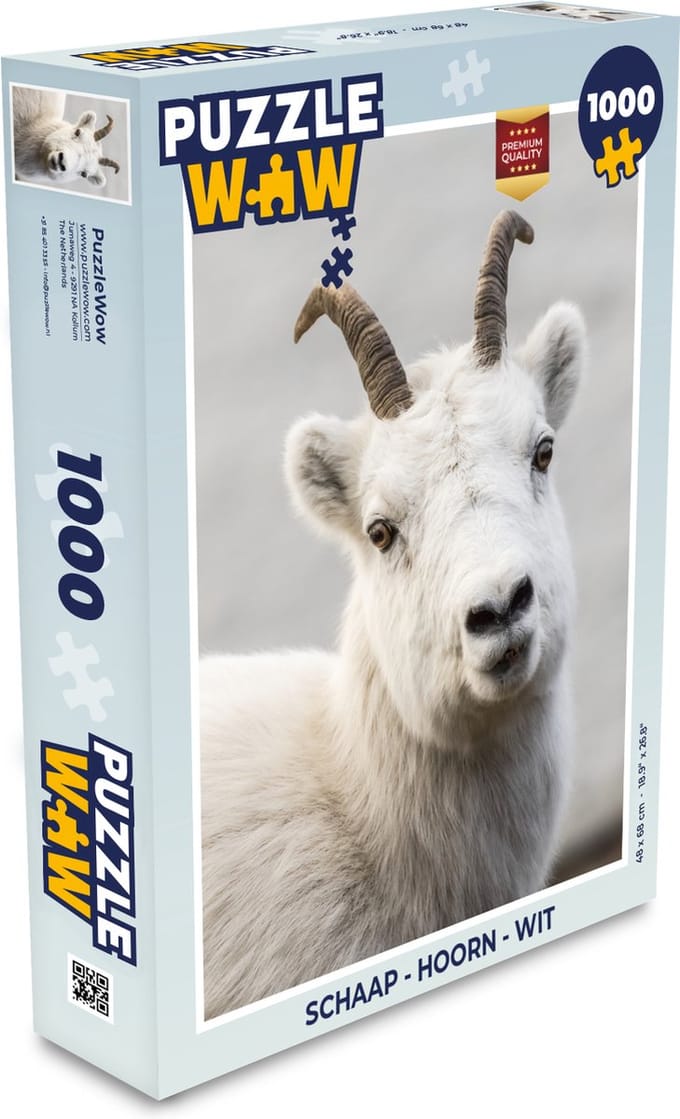Puzzel Schaap - Hoorn - Wit - Legpuzzel - Puzzel 1000 stukjes volwassenen
