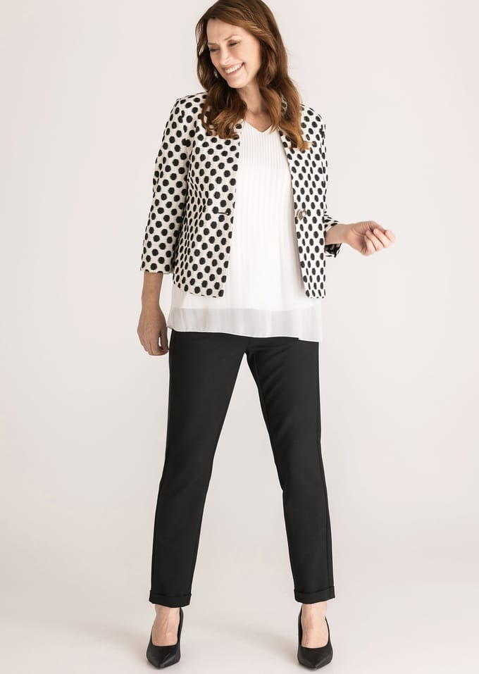 Blazer van jacquard met structuur - gebroken wit / zwart - Gr. 44 van Goldner Fashion