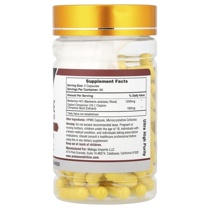 Probase Nutrition, Berberine en Ceylon Kaneel, 120 Plantaardige Capsules